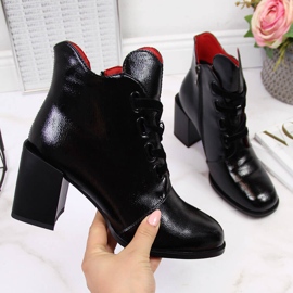 Black Filippo lacquered women's boots with a decorative heel 2