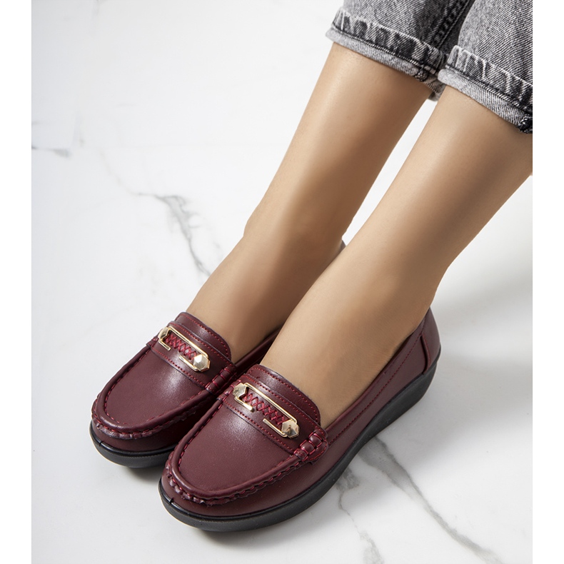 Maroon loafers on the wedge Romme red 1