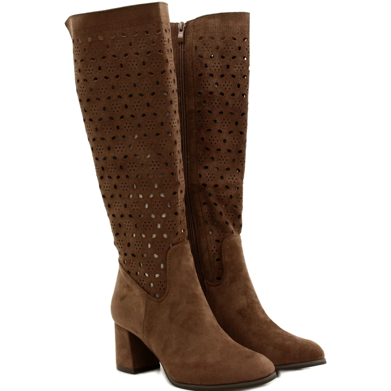 M.Daszyński Openwork boots on a brown post SA156-10 2