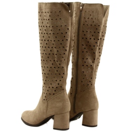 M.Daszyński Openwork Boots On A Bar Beige SA156-10 3