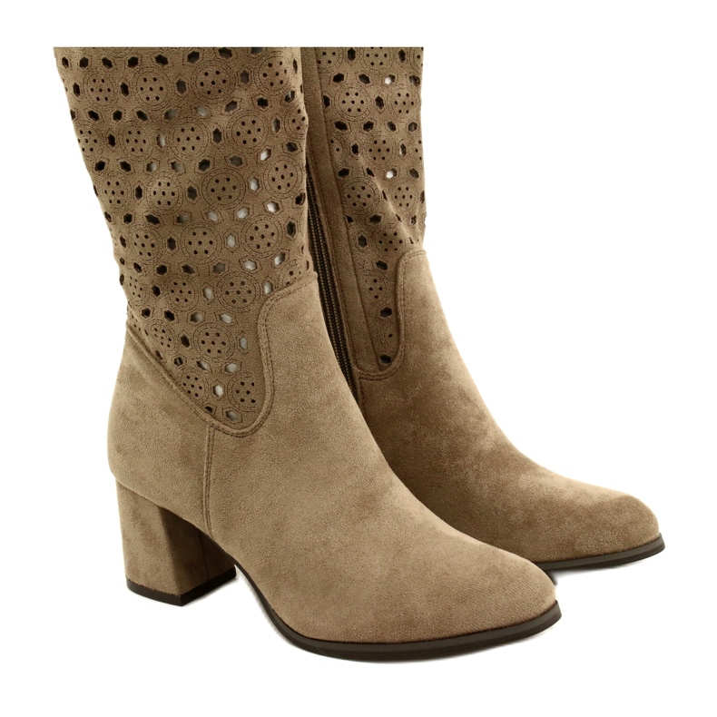 M.Daszyński Openwork Boots On A Bar Beige SA156-10 4