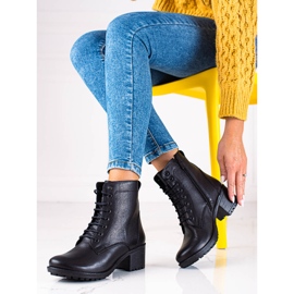 T.Sokolski Women's black Sokolski lace-up boots made of natural leather 2