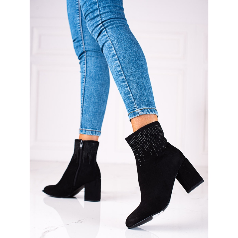 T.Sokolski Women's suede boots on the Sokolski post black 2