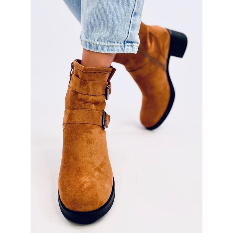 Teoo Camel wide heel boots brown 1