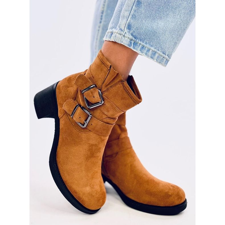 Teoo Camel wide heel boots brown 2