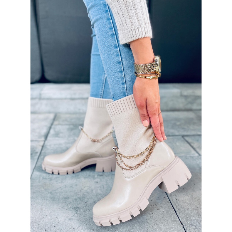 Boots with a sock upper Grace Beige 1