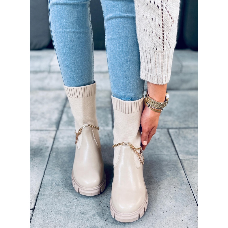Boots with a sock upper Grace Beige 2