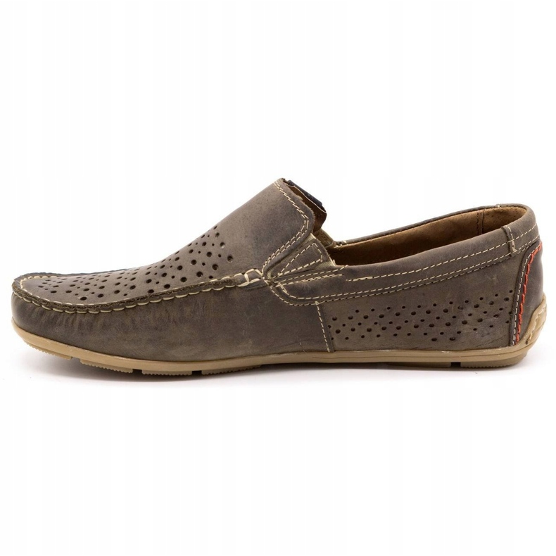 Olivier Men's shoes moccasin 906 for summer brown grey 1