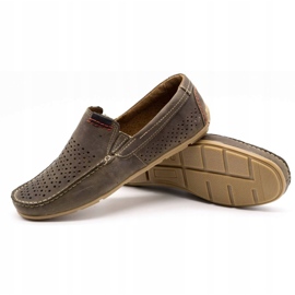 Olivier Men's shoes moccasin 906 for summer brown grey 2