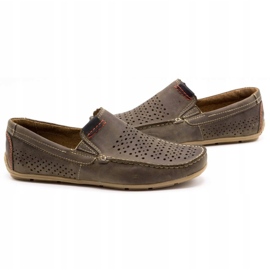Olivier Men's shoes moccasin 906 for summer brown grey 4