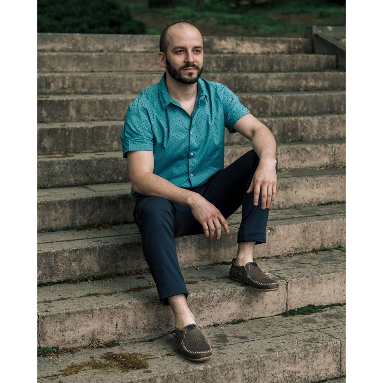 Olivier Men's shoes moccasin 906 for summer brown grey 5