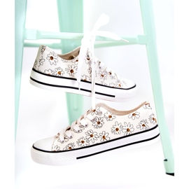 PS1 Women's Low Sneakers With Janey White Flowers 2 PS1 Women's Low Sneakers With Janey White Flowers 2