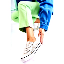 PS1 Women's Low Sneakers With Janey White Flowers 6 PS1 Women's Low Sneakers With Janey White Flowers 6