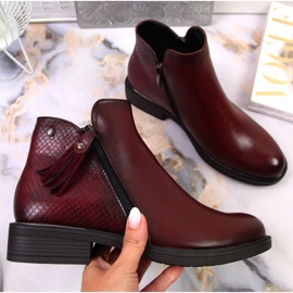 Women's ankle boots Jodhpur snake skin Vinceza claret red 1 Women's ankle boots Jodhpur snake skin Vinceza claret red 1