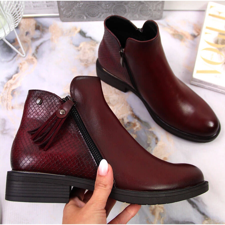 Women's ankle boots Jodhpur snake skin Vinceza claret red 1 Women's ankle boots Jodhpur snake skin Vinceza claret red 1