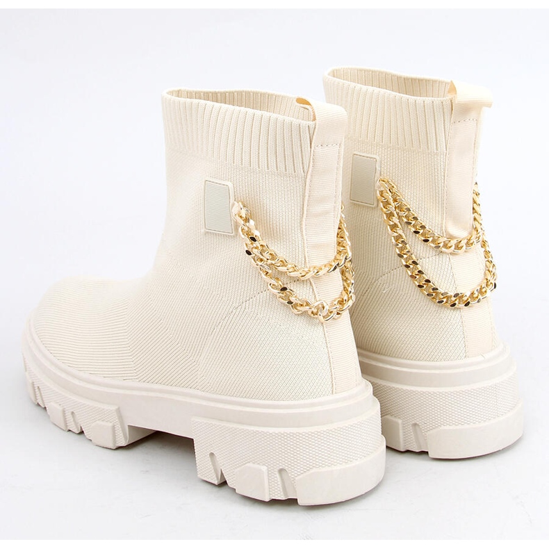 Sock boots with chain Malana Beige 2