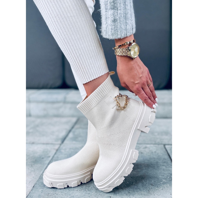 Sock boots with chain Malana Beige 1