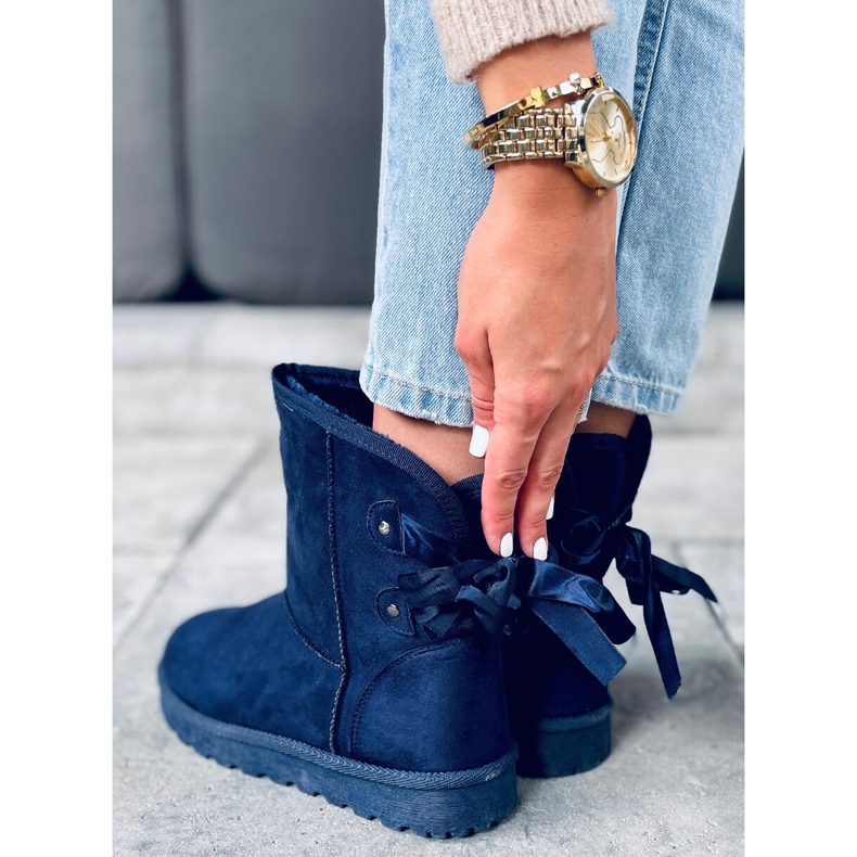 Emusy snow boots with Stella Blue bows navy blue 1