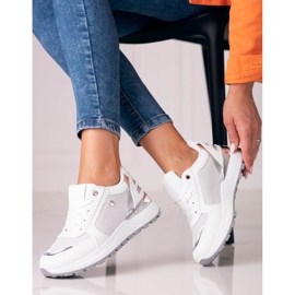 White Shelovet women's sports shoes with glitter 1