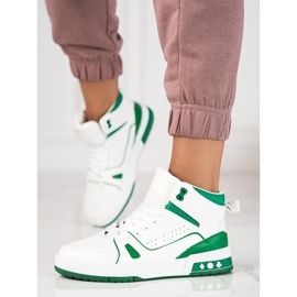 High, laced women's Shelovet sneakers green and white 1