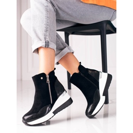 Black sports women's boots on a white wedge Shelovet 1