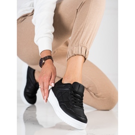 Classic sports women's Shelovet black eco-leather sneakers 2