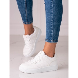 Classic sports women's Shelovet sneakers made of ecological leather in white 1 Classic sports women's Shelovet sneakers made of ecological leather in white 1