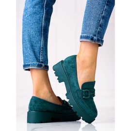 Fashionable women's loafers on the Vinceza platform green 1 Fashionable women's loafers on the Vinceza platform green 1