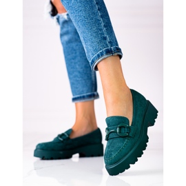 Fashionable women's loafers on the Vinceza platform green 2 Fashionable women's loafers on the Vinceza platform green 2