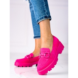 Fashionable women's loafers on the fuchsia Vinceza platform pink 1