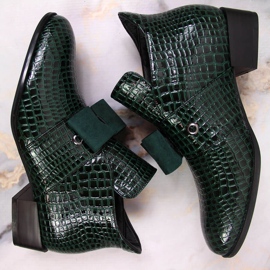 Women's boots Jodhpur boots with a lacquered green Potocki bow 1