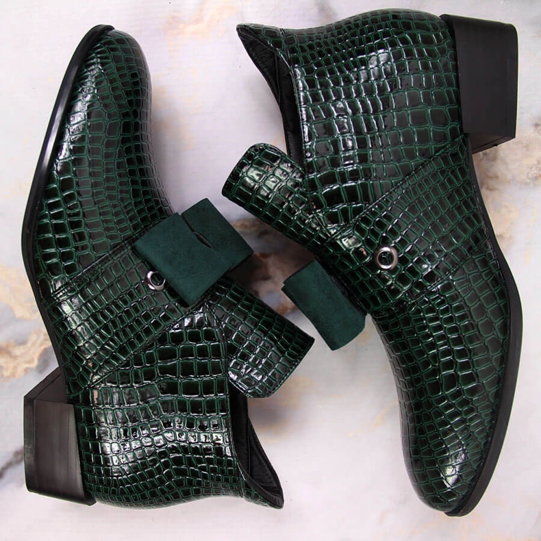 Women's boots Jodhpur boots with a lacquered green Potocki bow 1