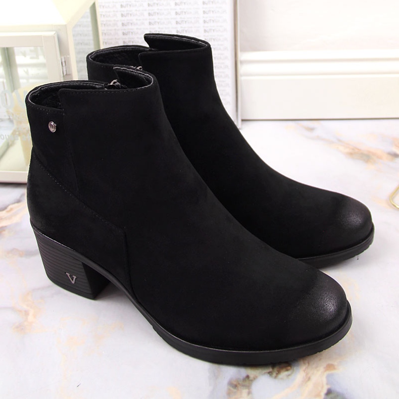 Women's boots on the post eco-suede black Potocki 1