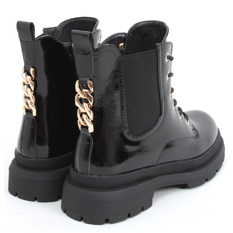 Lacquered ankle boots with a chain Jake Black 2