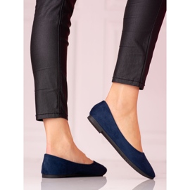 W. Potocki Navy blue women's Potocki ballerinas made of ecological suede 1