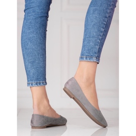 W. Potocki Gray women's Potocki ballerinas made of ecological suede grey 1