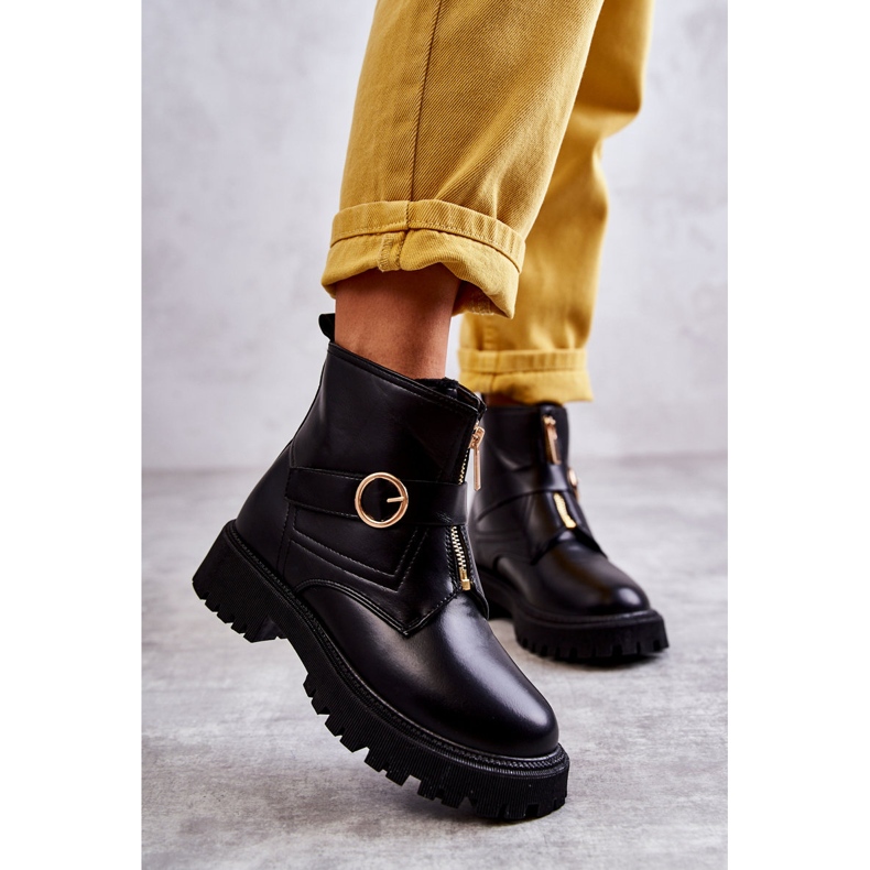 FD1 Leather Black Warm Boots With Zipper Verina 2