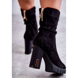 PG1 Suede High Boots On A Heel Black Volter 2