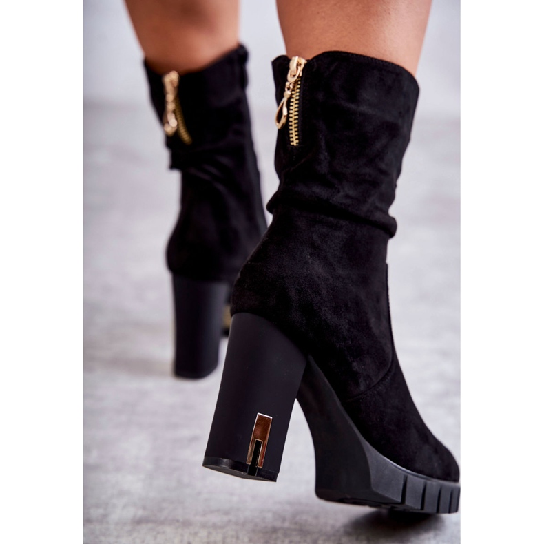 PG1 Suede High Boots On A Heel Black Volter 2