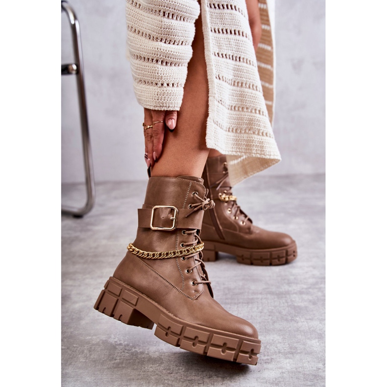 PG1 Fashionable Workers Boots With Brown Solesso Chain 2