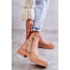 PG1 Women's Leather Boots With Zipper Beige Navarra 1