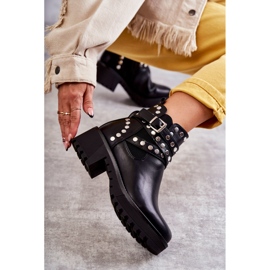 PG1 Leather Women's Boots With Decorative Studs Black Sanchez 1