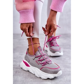 Women's Sneakers Memory Foam System Big Star KK274030 Gray pink grey 2