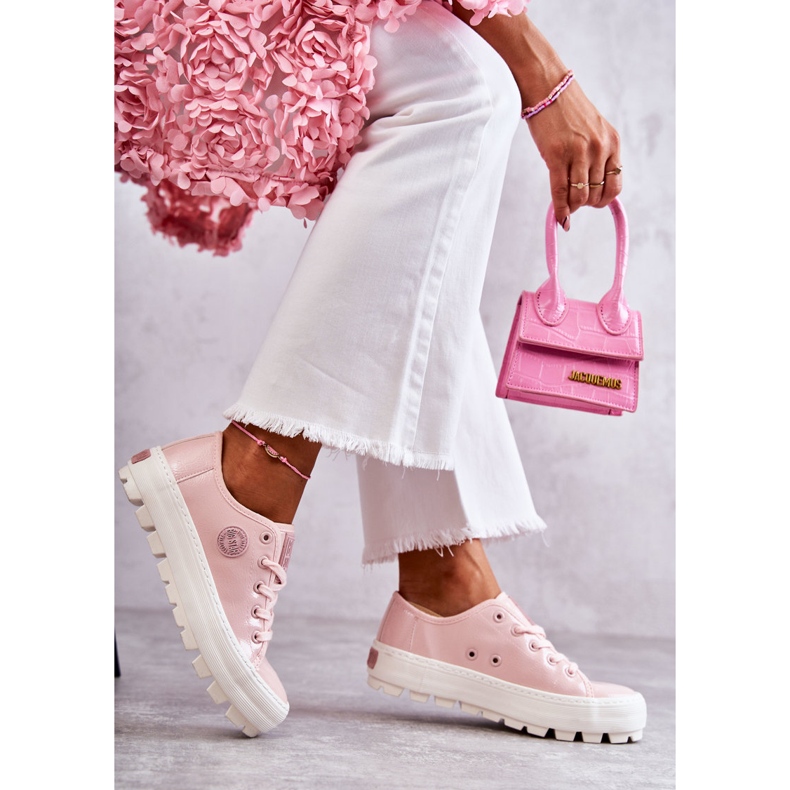Fashionable Lacquered Sneakers Big Star KK274047 Pink 1 Fashionable Lacquered Sneakers Big Star KK274047 Pink 1
