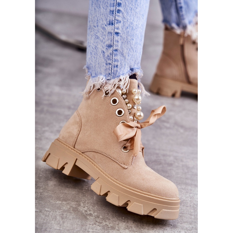 PS1 Suede Warm Boots With Pearls Beige Roco 1