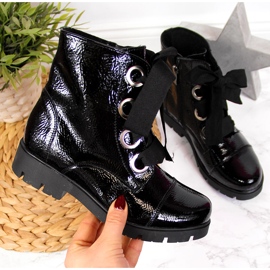 Black insulated black patent boots for girls Kornecki 6220 1