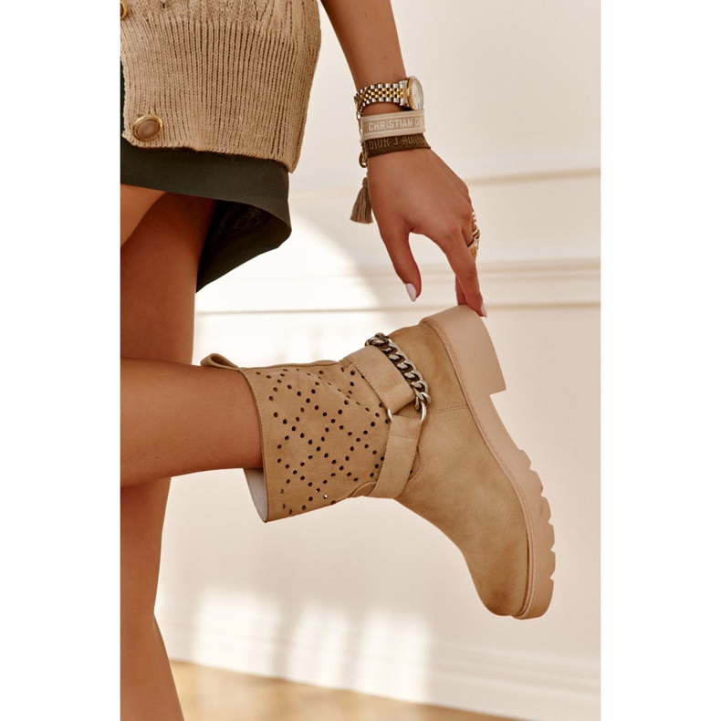 Openwork Booties With A Zipper Beige Chantelle Chain 2