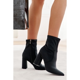 Women's Material Boots On Heel Black Amile 1