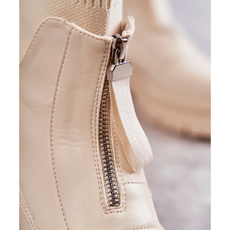 PS1 Women's Socks Boots With Zipper Beige Shelter brown 2