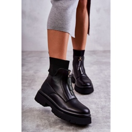Women's Sock Boots On The Zipper Black Shelter 1